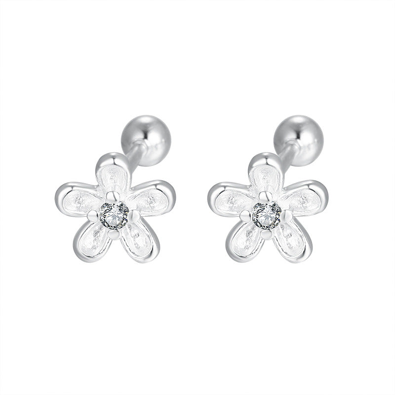 Wholesale S999 Sterling Silver Screw Pattern Simple Temperament Small Ear Bone Stud Earrings